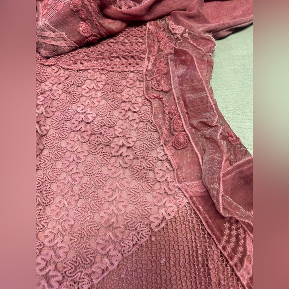 SIMPLY COUTURE Women's Lace Blouse Long‎ Sleeve Cowl Neck Chiffon Layers Shirt. - Picture 8 of 14